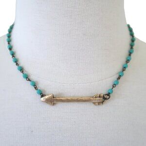 Turquoise and Gold Arrow Necklace